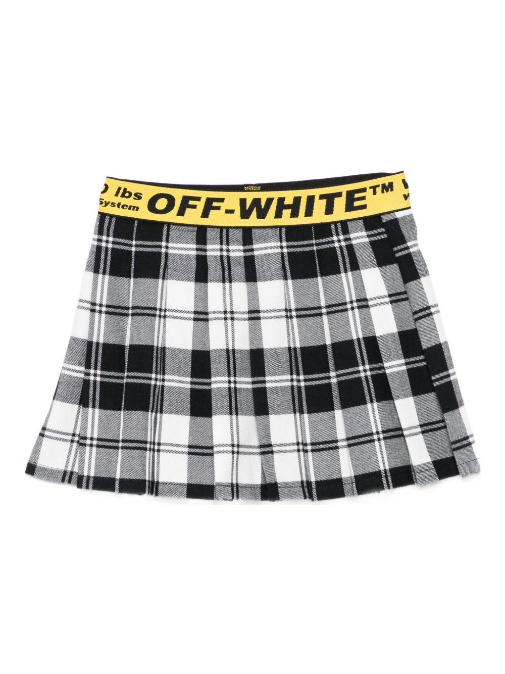 Gonna per bambina Off-White Kids bianco e nero con motivo a quadri OGCC02AF25FAB001 1018 OFF WHITE KIDS 