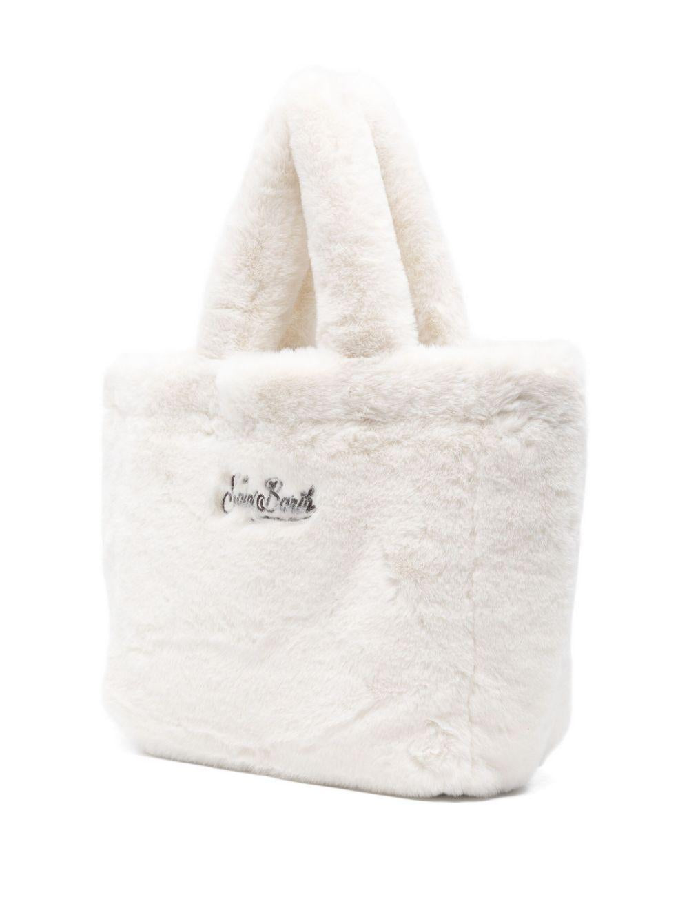 Borsa Colette per bambina MC2 Saint Barth Kids bianco con logo ricamato a contrasto COL0033 00301I MC2 ST. BARTH KIDS 