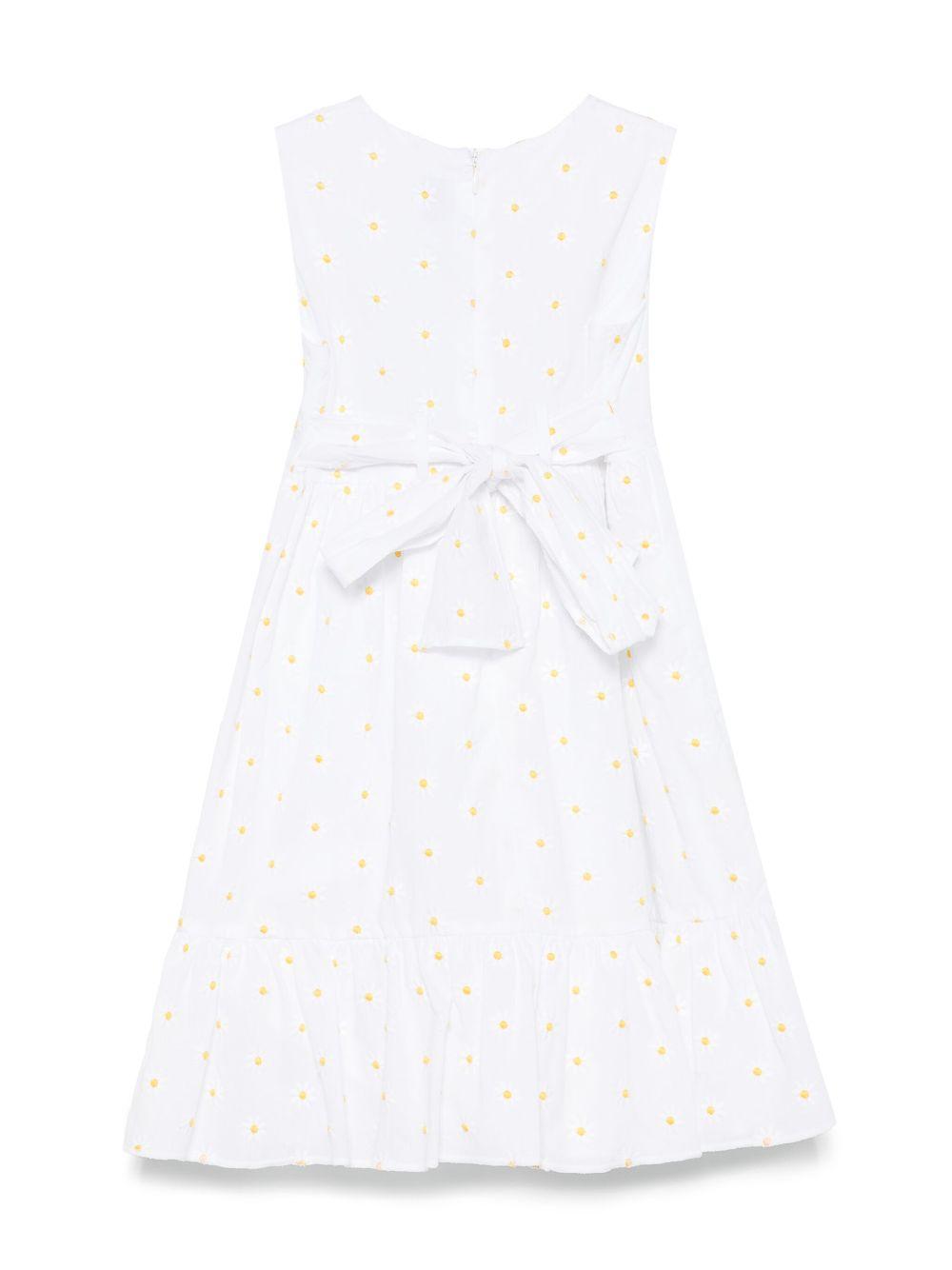 Abito per bambina Il Gufo bianco con ricamo a fiori e chiusura con nodo P25VA330C5053 010 IL GUFO 