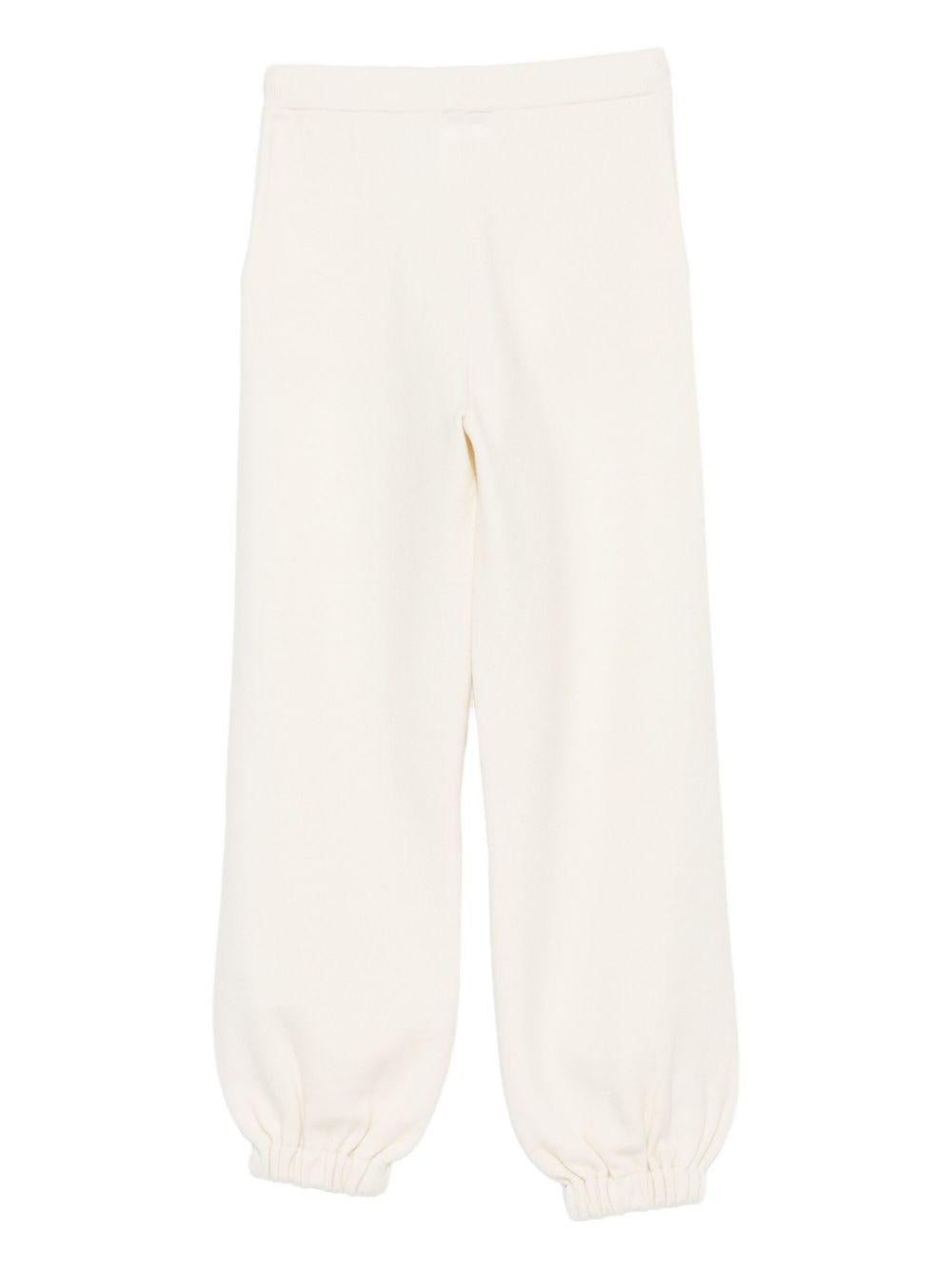 Pantaloni per bambina Pinko Kids bianchi con logo in rilievo KFPA036CFL084 B000 PINKO KIDS 