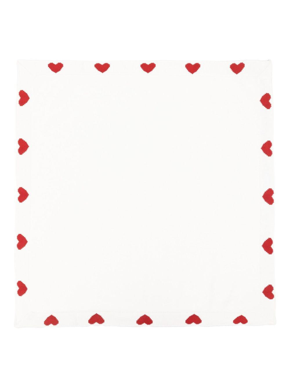 Coperta per neonati Petit Bateau bianca con motivo a cuore A0DRO 01 PETIT BATEAU 