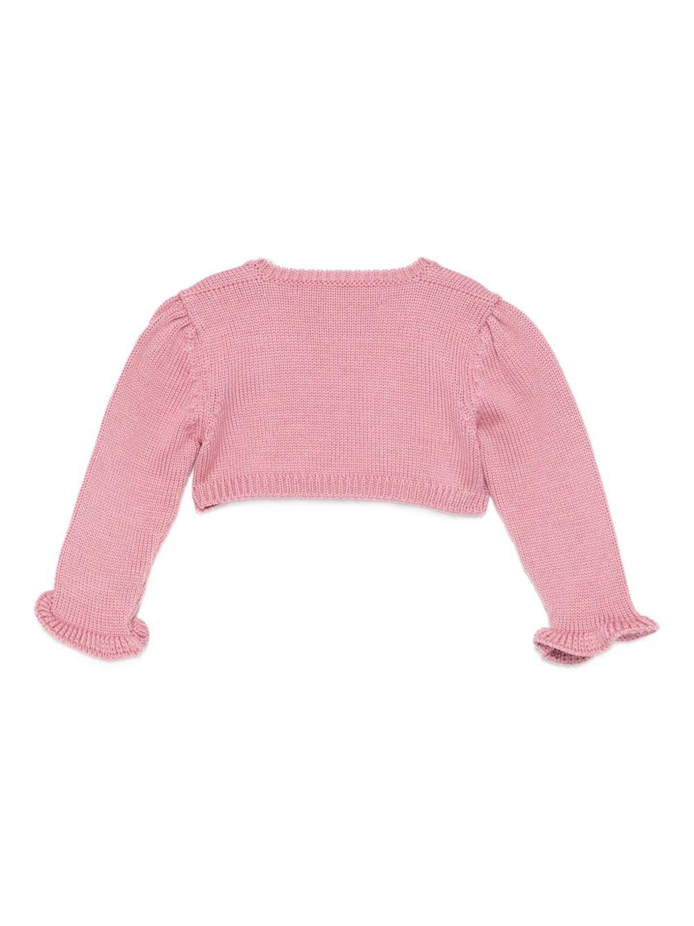 Cardigan per neonata La Stupenderia rosa con polsini arricciati 1WCSP62 813 LA STUPENDERIA 