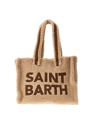 MC2 Saint Barth Kids Colette bag for girls in beige with contrasting embroidered logo