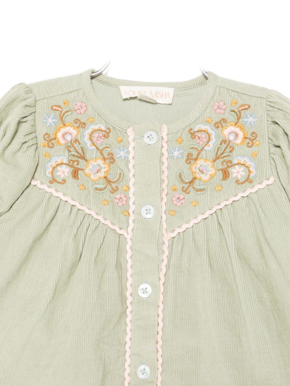 Abito per neonata Louise Misha verde con ricamo floreale FRI-W25-S0153 ALMOND LOUISE MISHA 