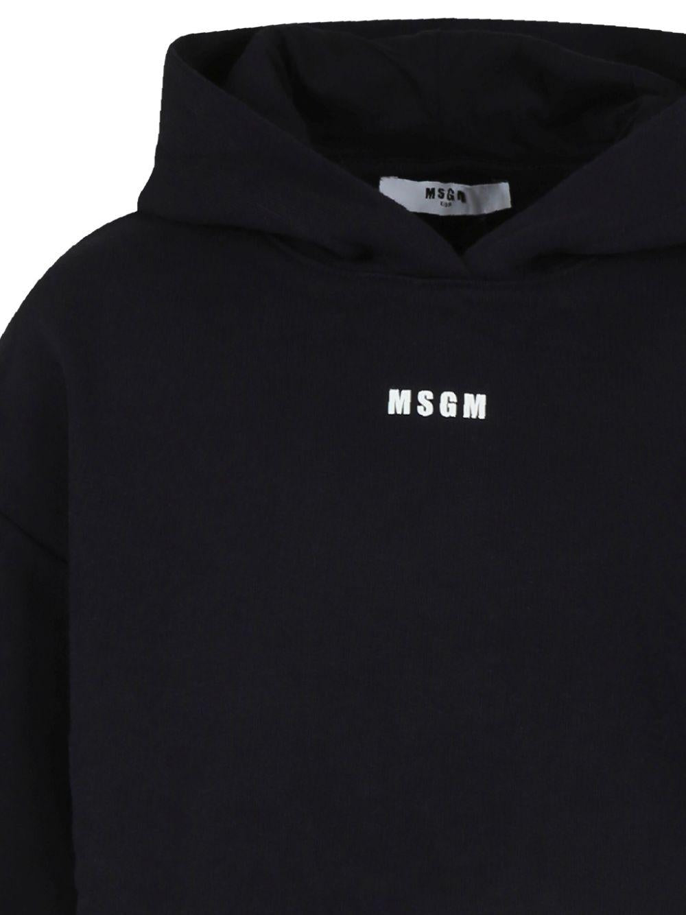 Felpa con cappuccio per bambina MSGM Kids nero con trama jersey F4MSJGHS140 110 MSGM KIDS 