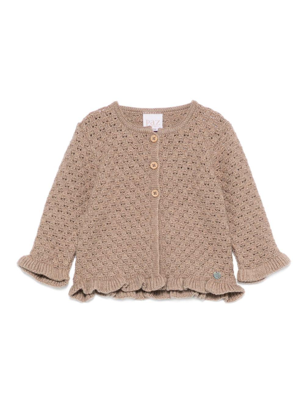 Cardigan per neonata Paz Rodríguez beige con orlo arricciato 001-112973 69 H56 PaZ RODRIGUEZ 