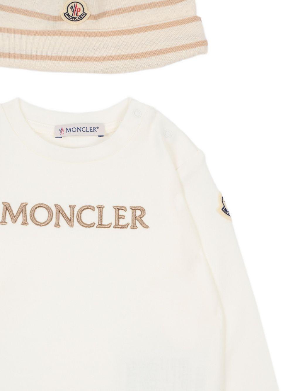 Set tre pezzi  per neonato Moncler Kids beige con design a righe L19518P0000189BA2 F20 MONCLER ENFANT 