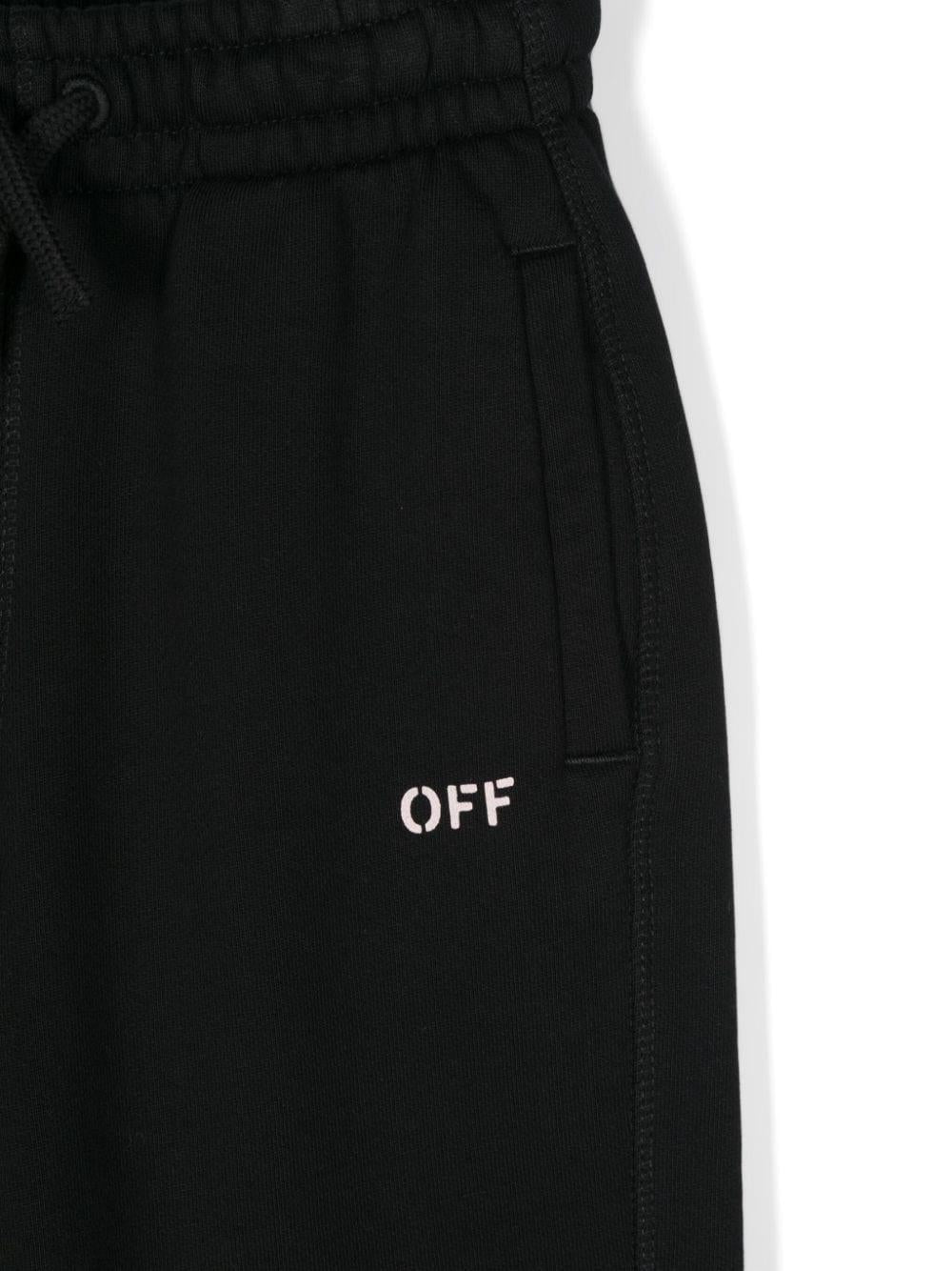 Pantaloni sportivi con stampa per bambina Off-White Kids nero con stampa con logo davanti OGCH001F24FLE001 103C OFF WHITE KIDS 