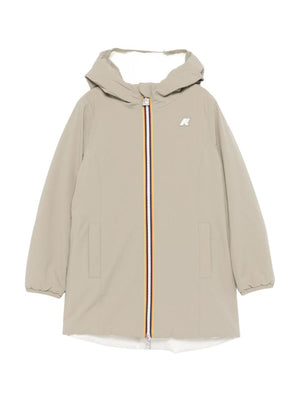 Giubbino per bambino K-Way Kids beige con cappuccio e cerniera