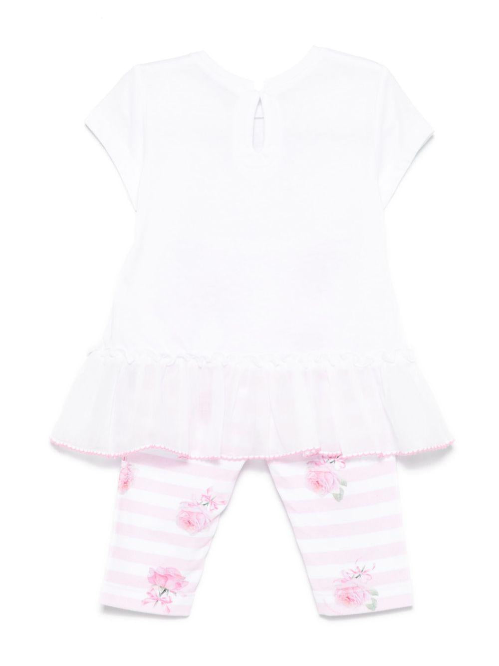 Set t-shirt e leggings per neonata Monnalisa bianco con stampa rosa 31E501 5652 9990 MONNALISA 
