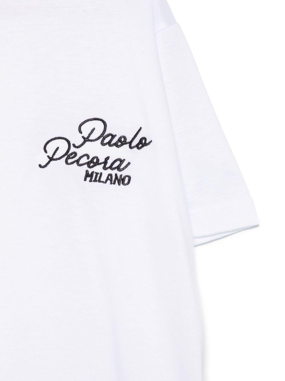 T-shirt per bambino Paolo Pecora Kids bianco con logo ricamato a contrasto PP4048 BIA-B PAOLO PECORA KIDS 