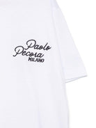 T-shirt per bambino Paolo Pecora Kids bianco con logo ricamato a contrasto PP4048 BIA-B PAOLO PECORA KIDS 
