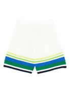 Shorts per bambino Casablanca Kids bianco con dettagli a strisce KSP26KW97202 TENNIS STRIPE CASABLANCA KIDS 