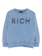 Felpa per bambino John Richmond Junior azzurro con logo RBP25112FE BLUE MELANGE JOHN RICHMOND JUNIOR 