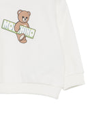 Felpa per neonati Moschino Kids bianca con stampa orsetto sul davanti MWF060LCA90 10063 MOSCHINO KIDS 