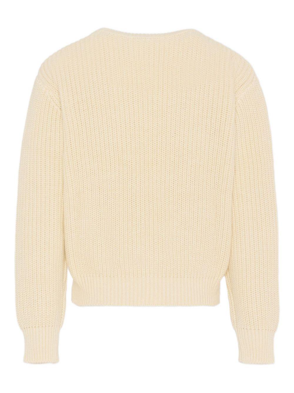 Maglione per bambino MSGM Kids bianco con logo a contrasto sul davanti F5MSJUJP090 013 MSGM KIDS 