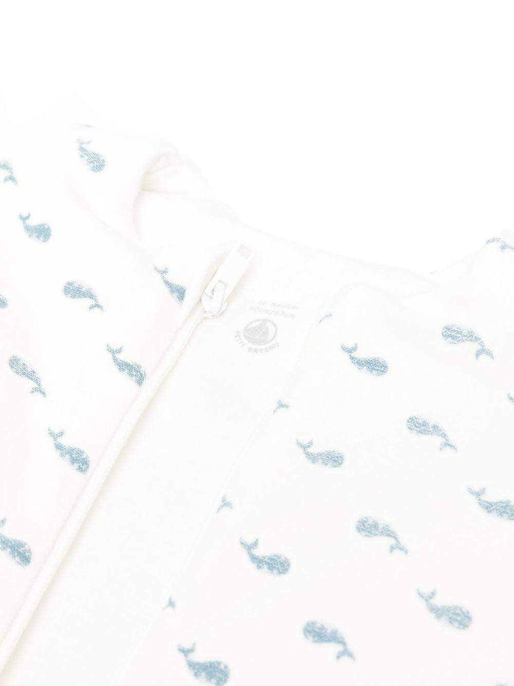 Sacco nanna per neonati Petit Bateau bianco con stampa balene A0E1D 01 PETIT BATEAU 