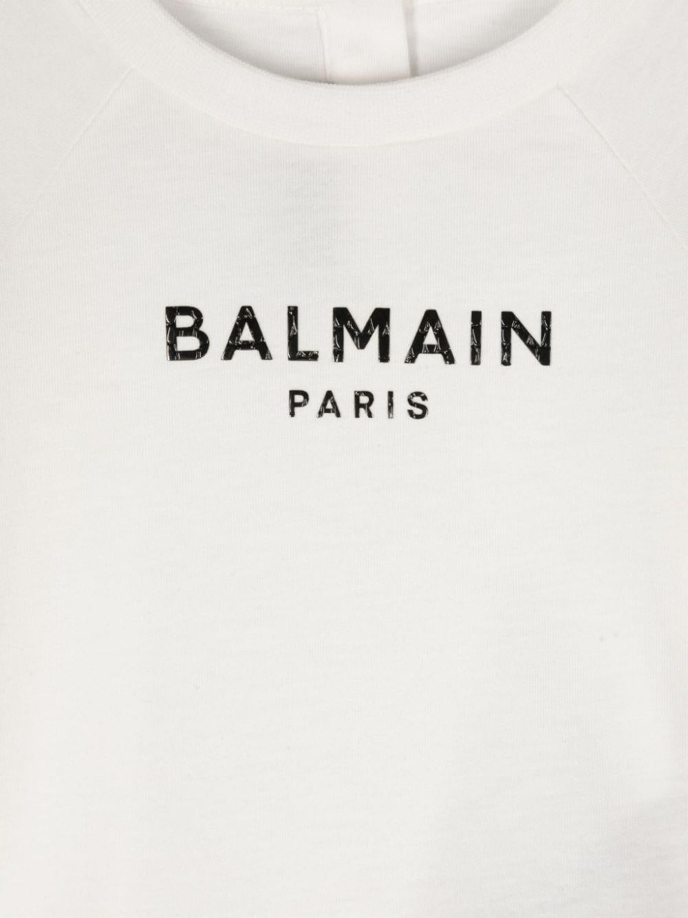 T-shirt con logo per neonato Balmain Kids bianco con orlo dritto BV8500 Z0057 102NE BALMAIN KIDS 