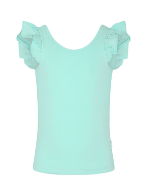 T-shirt per bambina Molo verde acquamarina a coste