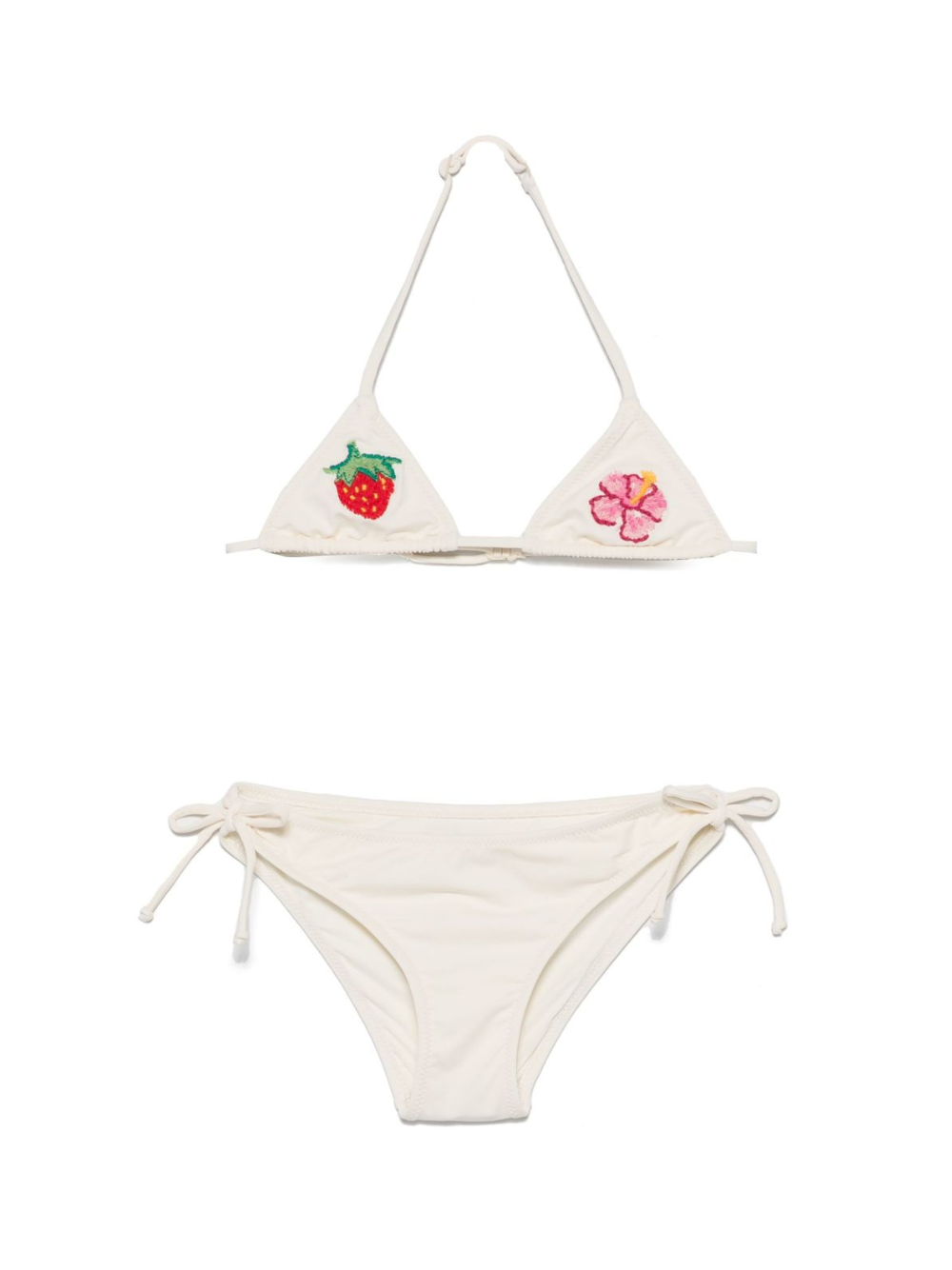 Bikini per bambina MC2 Saint Barth Kids Holly beige con laccetti con nodo HOL0001 04204H MC2 ST. BARTH KIDS 