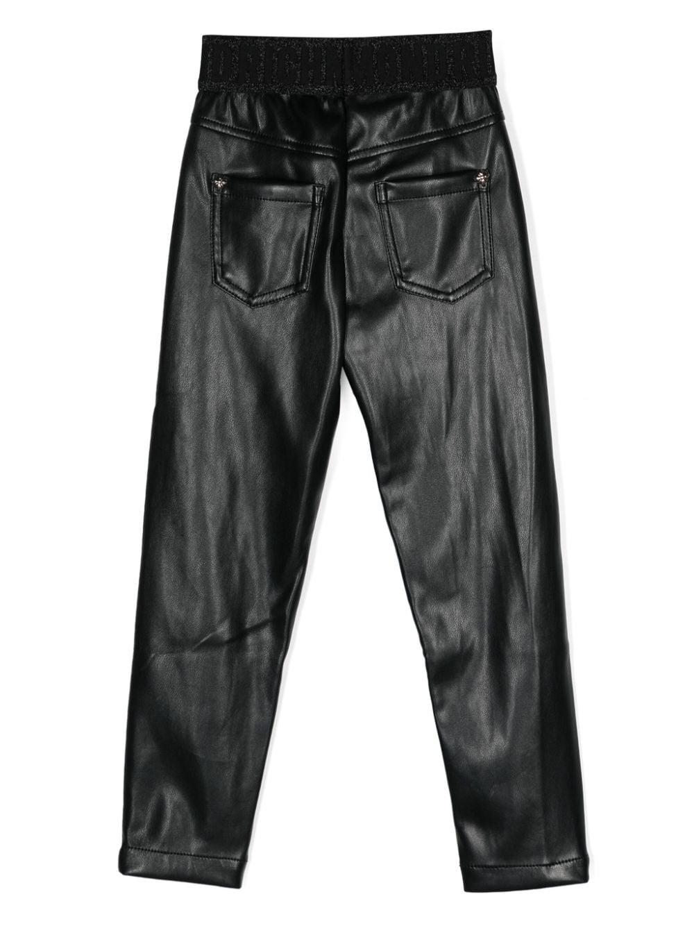 Pantaloni con banda logo per bambino John Richmond Junior nero con vita elasticizzata RGA24093LE BLACK JOHN RICHMOND JUNIOR 