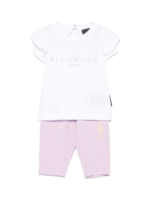 John Richmond Junior Baby Girl's 2-Piece Logo Trousers Set in White