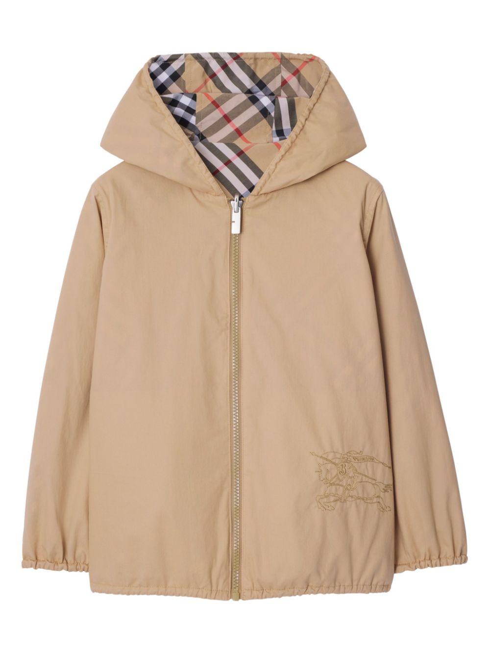 Giacca reversibile a quadri per bambino Burberry Kids beige con orlo elasticizzato 8088511 B9368 BURBERRY KIDS 