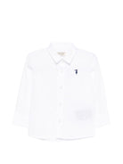 Camicia per neonato Trussardi Junior bianca con logo ricamato sul davanti TIP26145CA WHITE TRUSSARDI JUNIOR 