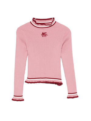 ETRO KIDS pink sweater for girls with embroidered logo on the front