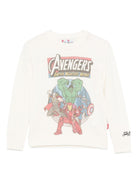 T-shirt per bambino MC2 Saint Barth Kids x Marvel bianca con stampa grafica Avengers DOU0019 00342I MC2 ST. BARTH KIDS 