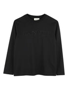 T-shirt per bambino Lanvin Enfant nero con logo ricamato N30321 09B LANVIN 