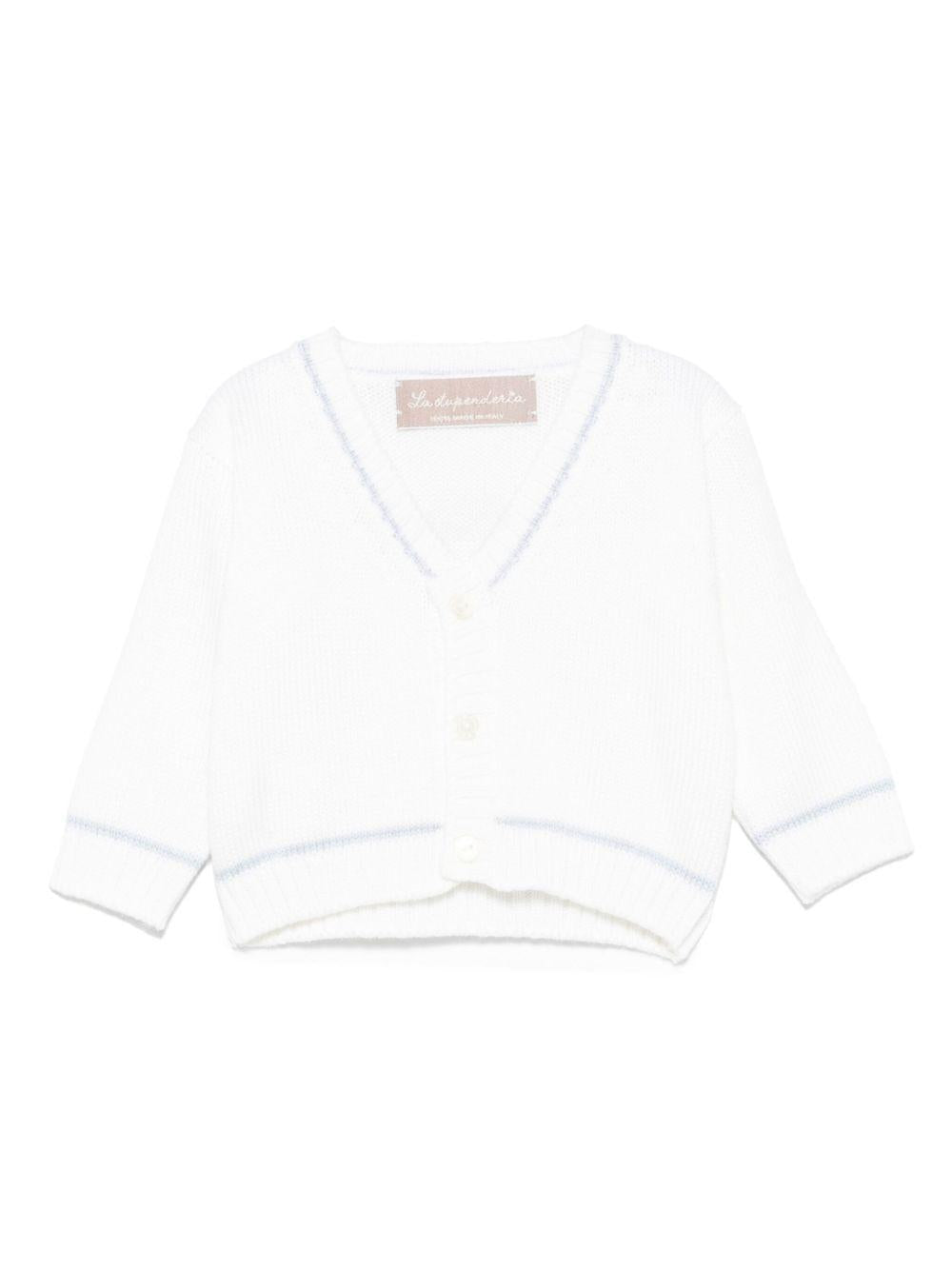 Cardigan per neonata La Stupenderia bianco con bottoni in maglia 1WCCR61. 800-804 LA STUPENDERIA 