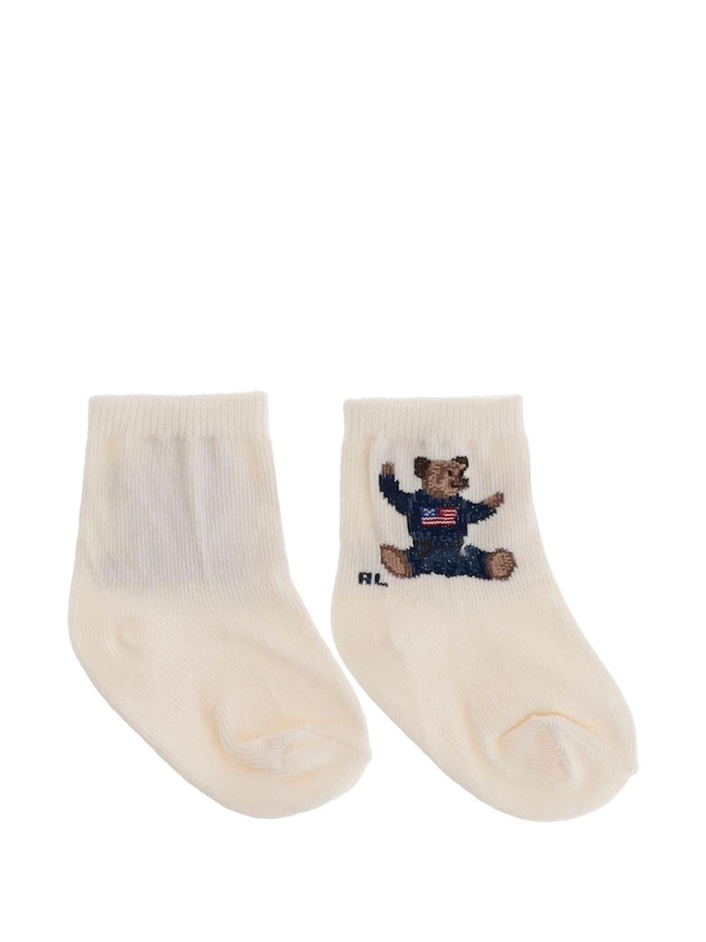 Calzini per neonato Polo Ralph Lauren Kids bianchi con ricamo Polo Bear 441P03156 001 Ralph Lauren kids 