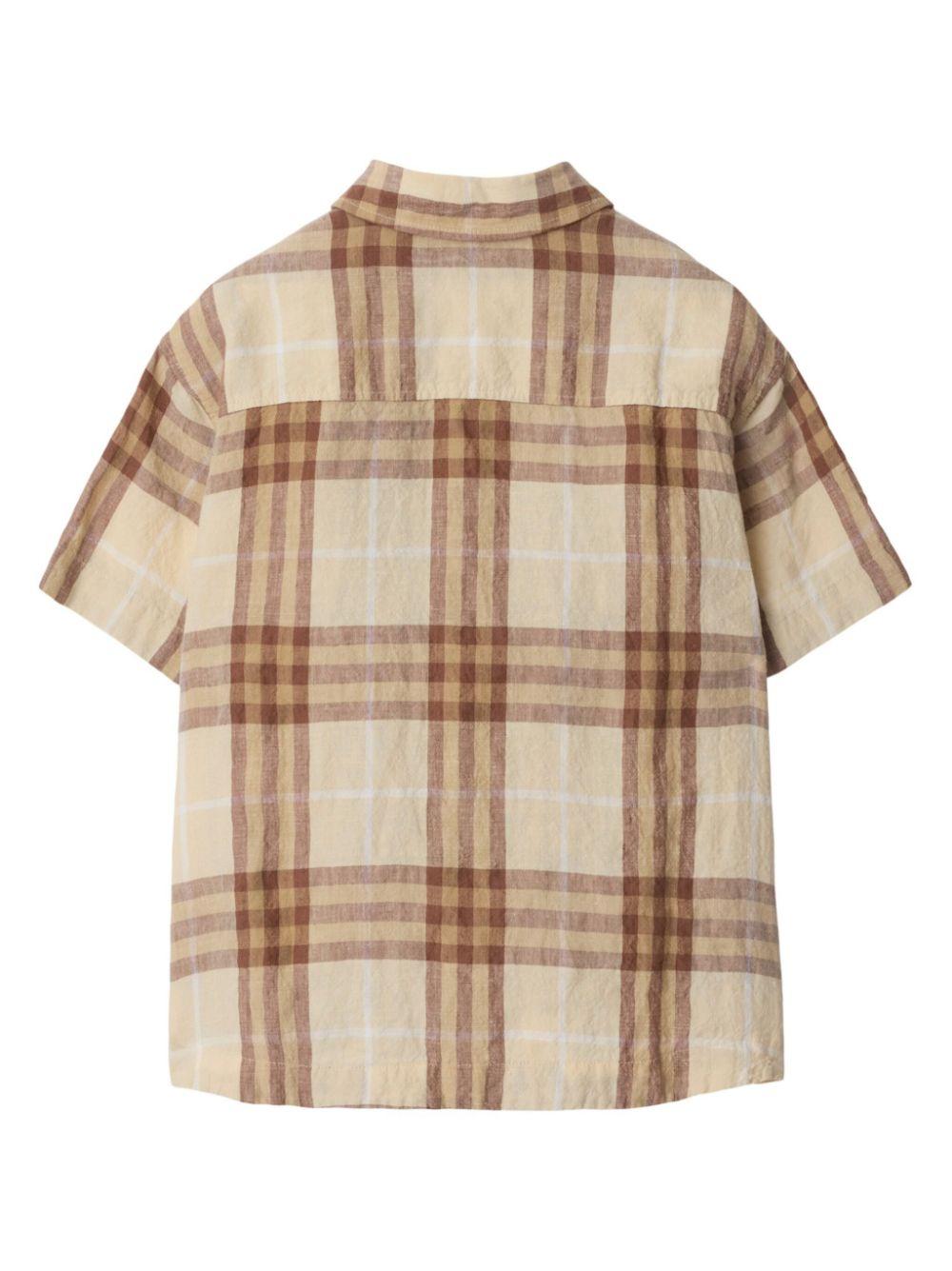 Camicia per bambino Burberry Kids beige con motivo a quadri 8100045 C1737 BURBERRY KIDS 