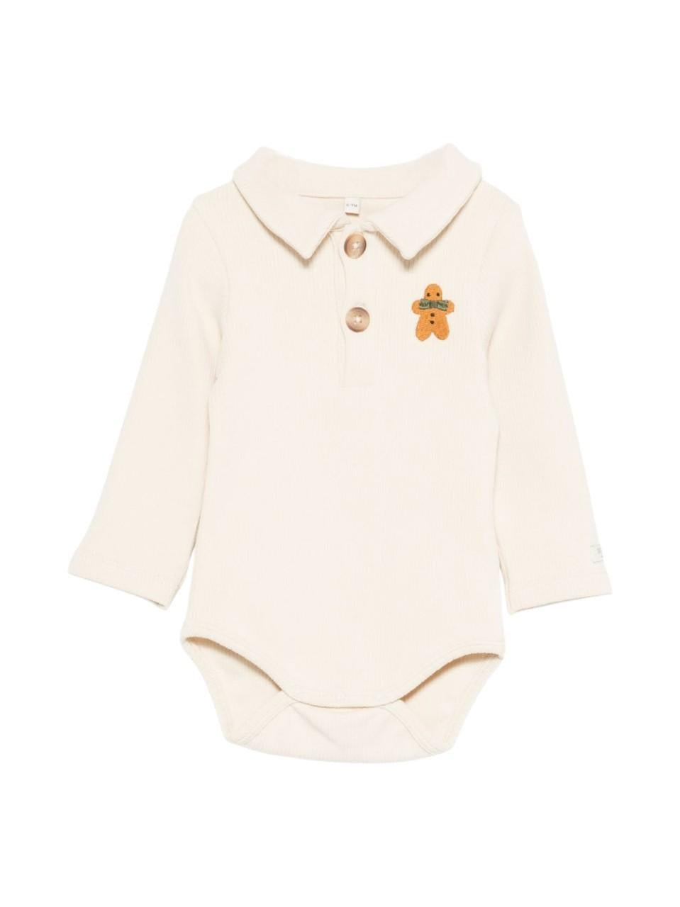 Tutina per neonati Donsje beige con ricamo biscotto sul davanti 3042501 00004 DONSJE 
