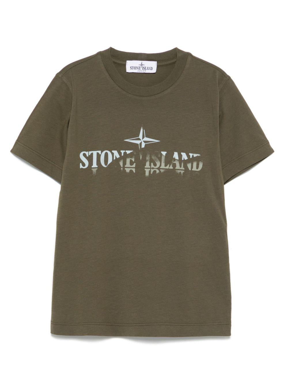 T-shirt con stampa per bambino Stone Island Junior verde K1S162100010S0150 V0054 STONE ISLAND JUNIOR 