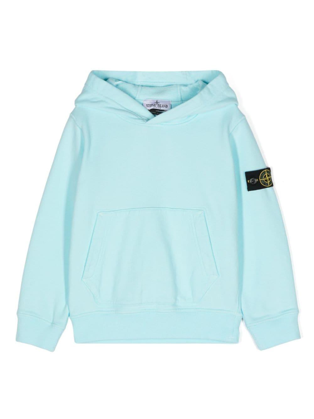 Felpa con applicazione Compass per bambino Stone Island Junior azzurro con cappuccio 811661620 V0044 STONE ISLAND JUNIOR 