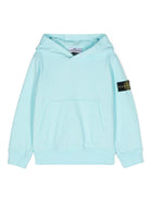 Felpa con applicazione Compass per bambino Stone Island Junior azzurro con cappuccio 811661620 V0044 STONE ISLAND JUNIOR 