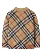 Cardigan a quadri per neonato Burberry Kids beige con scollo a V 8104312 B9368 BURBERRY KIDS 