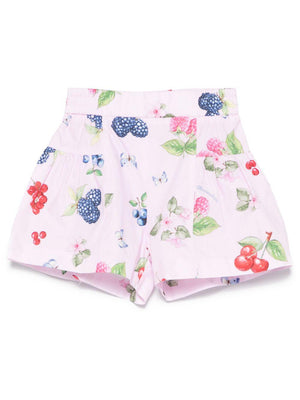 Monnalisa pink shorts for girls with fruit print