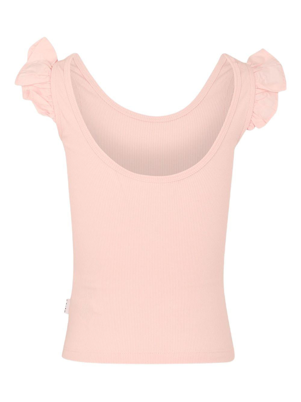 T-shirt per bambina Molo rosa a coste con rifinitura con ruches 2S25A106 5463 MOLO 