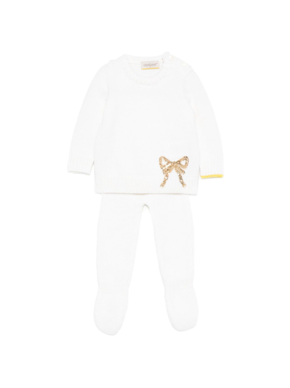 Set maglione e pantaloni per neonata Gensami Kids bianco con decorazione con paillettes GPT-FIOC-WE OFF WHITE GENSAMI 