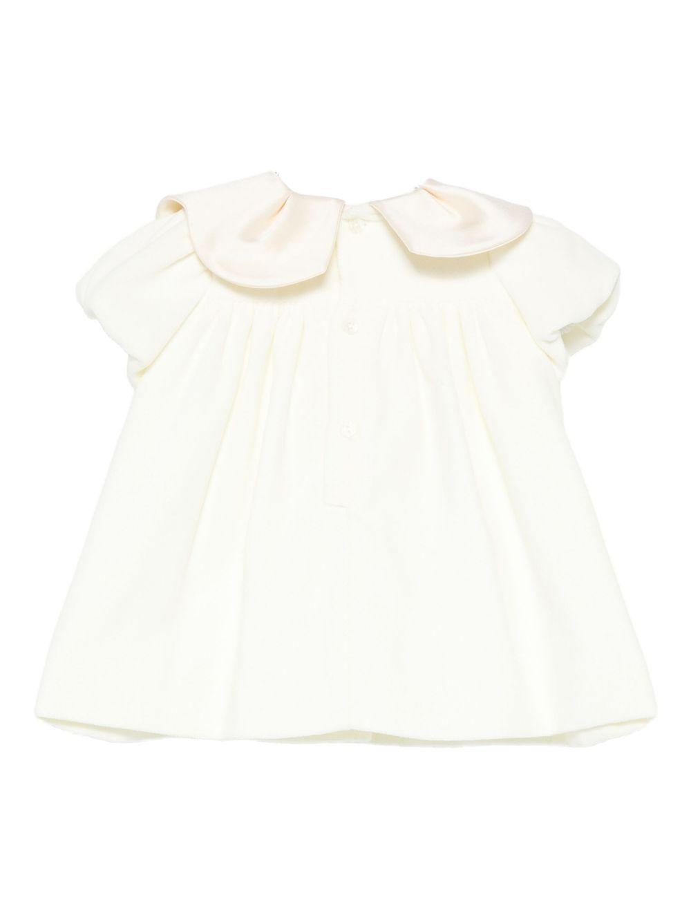 Abito per neonata La Stupenderia bianco con colletto arricciato 1CBAB08 V02S37 LA STUPENDERIA 