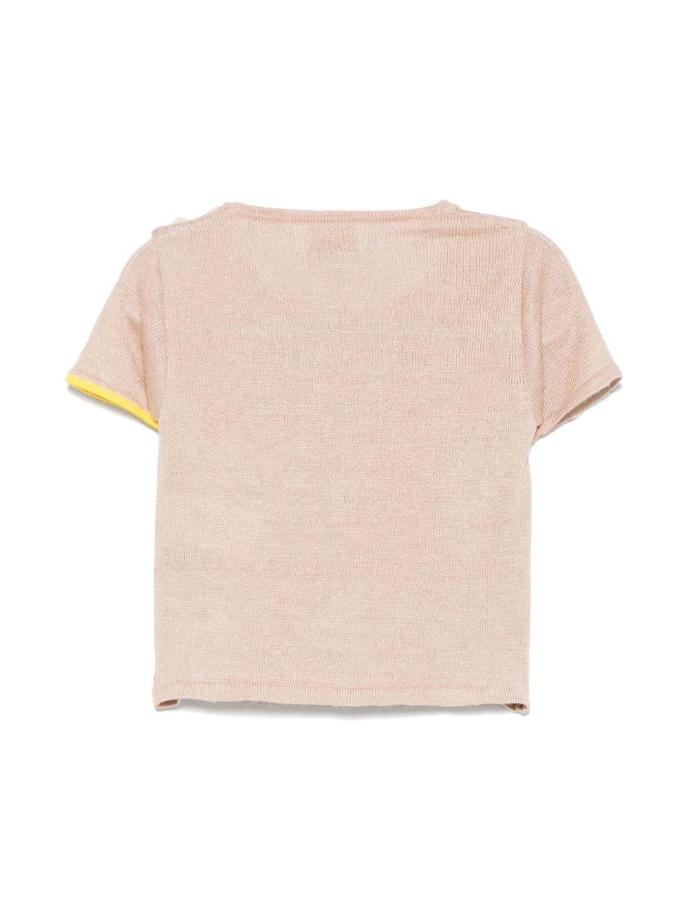 T-shirt per neonata Gensami kids marrone chiaro in maglia GIR01-B-SOFT GOLD BEIGE GENSAMI 