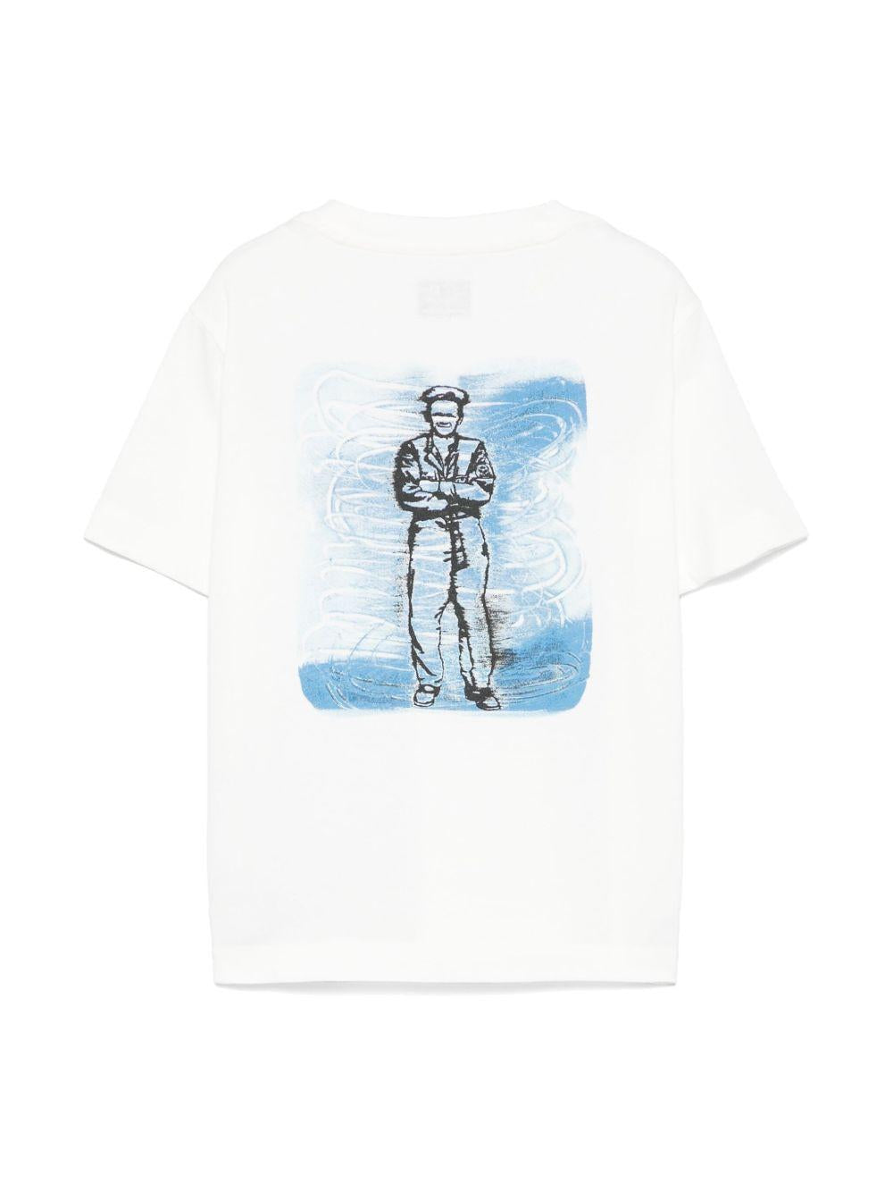 T-shirt per bambino C.P. Company bianco stampa con logo sul petto CUM00LLAA17 10135 C.P.COMPANY KIDS 
