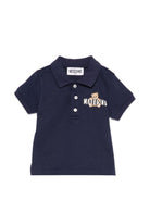 T-shirt per neonato Moschino Kids blu con logo sul davanti MUM04JLFA09 40016 MOSCHINO KIDS 