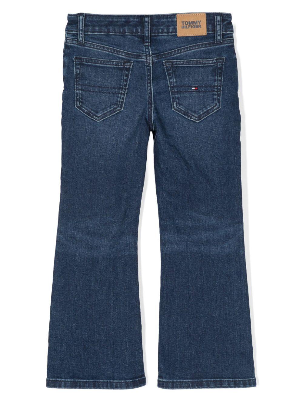 Jeans svasati con ricamo per bambina Tommy Hilfiger Junior blu con passanti KG0KG08011 1BM TOMMY HILFIGER JUNIOR 