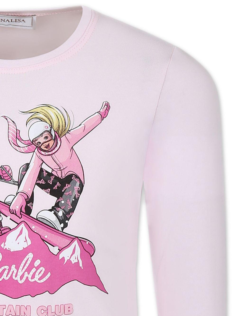 T-shirt per bambina Monnalisa x Barbie rosa con stampa sul davanti 11D643 4201 0090 MONNALISA 