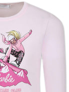 T-shirt per bambina Monnalisa x Barbie rosa con stampa sul davanti 11D643 4201 0090 MONNALISA 