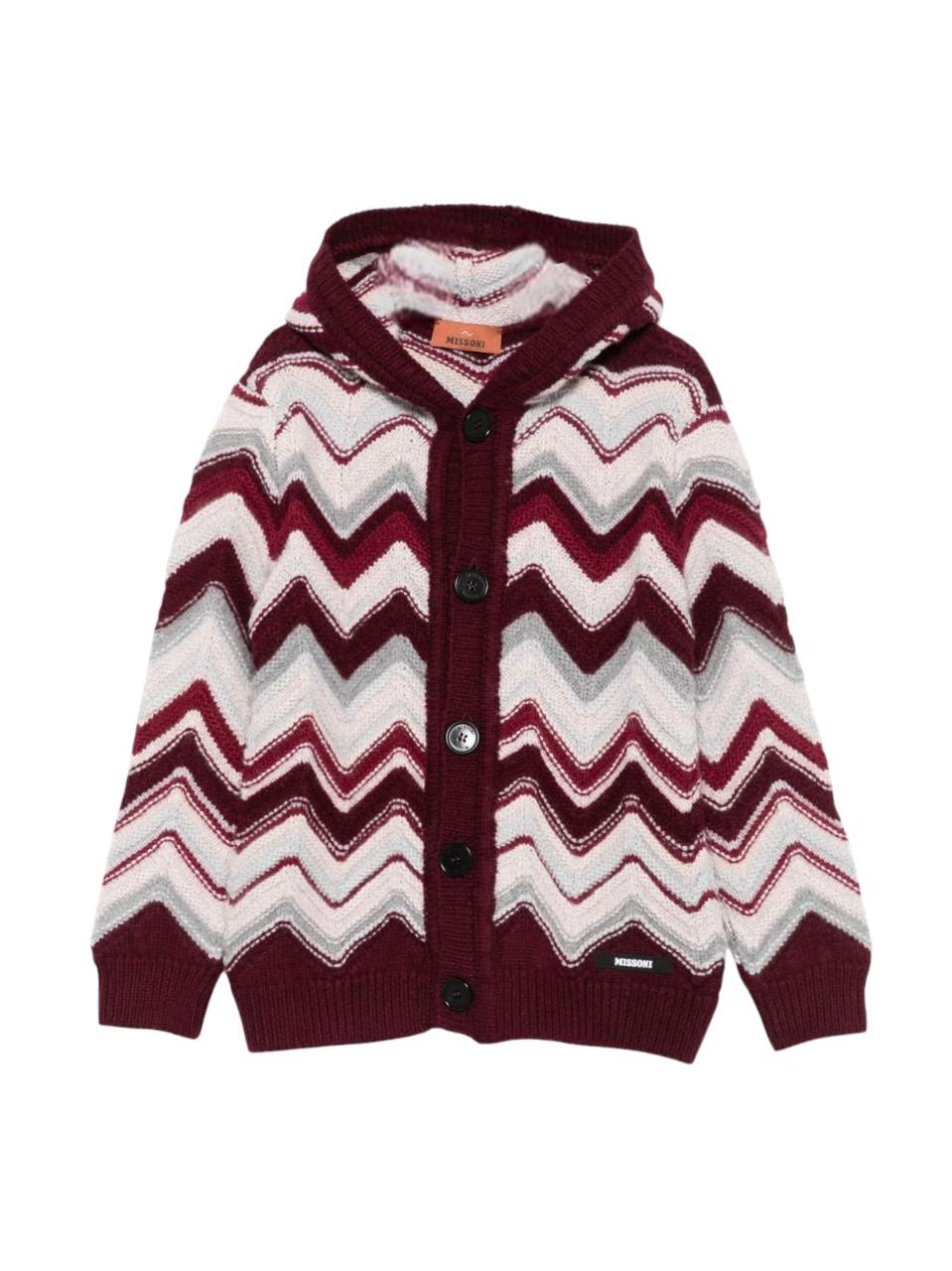 Cardigan per bambino Missoni Kids rosso con motivo a zigzag MX2P70 W0078 998 MISSONI KIDS 